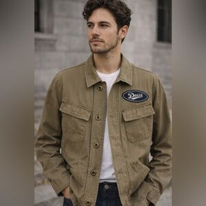 Deus Ex Machina Troop Overshirt Jacket Khaki Cotton Workwear NWT Small
